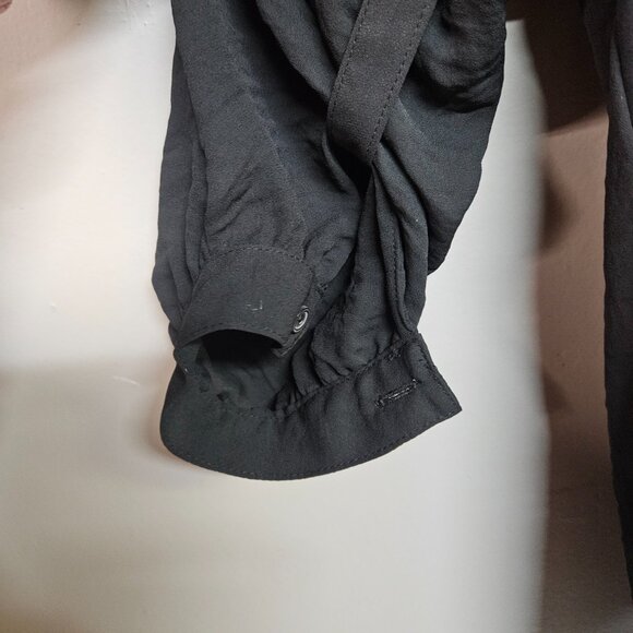 Ana Women's medium black 3/4 long sleeve button closure V-neck sheer blouse - Picture 4 of 4